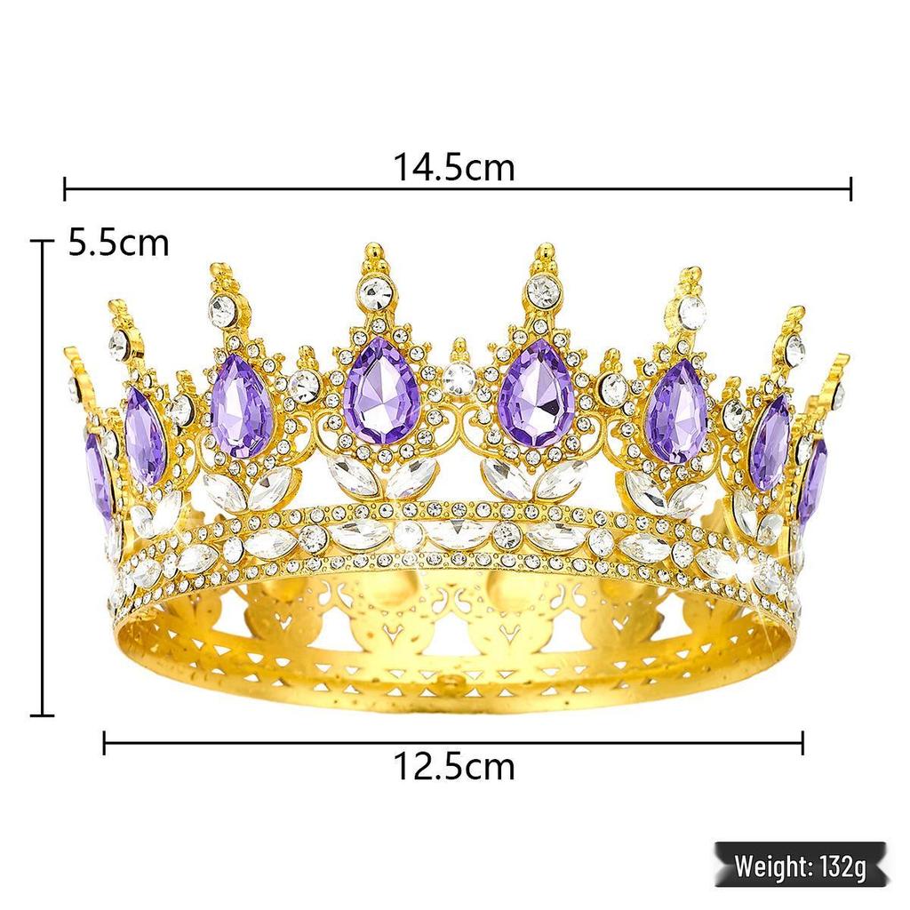 European Baroque Rhinestone King Crown Headpiece Tiara