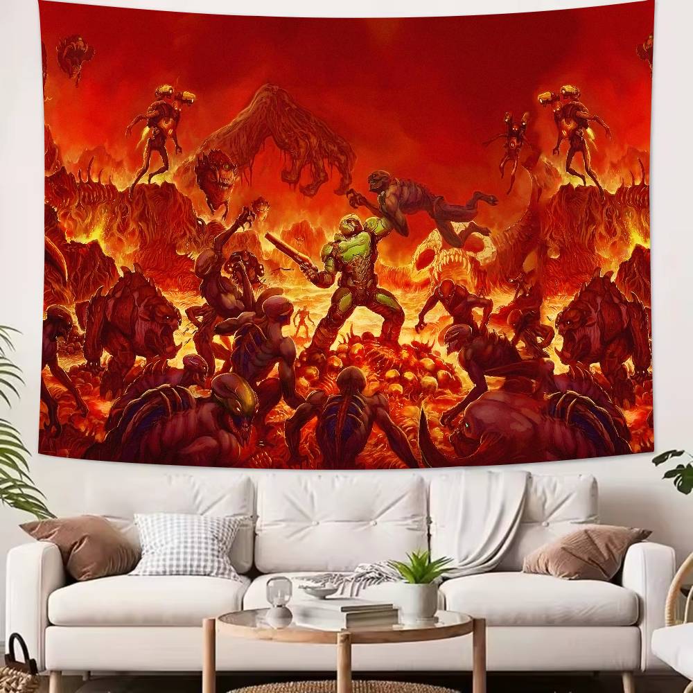 Large Cool FPS Video DDoomS Gaming Tapestry Popular Room Decoration Wall Tapestry Art Room Home Decor Wall Art Decor