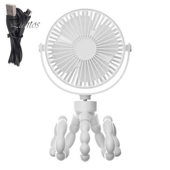 

Портативный вентилятор для коляски с гибким штативом, 3 скорости, низкий уровень шума, работа от батареи, мощный охлаждающий вентилятор, съемный персональный вентилятор белый