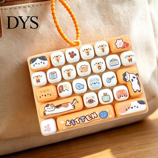 Portable Keyboard Key Pendant Mechanical Fidget Keychain Toy, 26 Tactile Analog Keys Decompression Switch Feel Stress Relief for Backpacks And Wallets