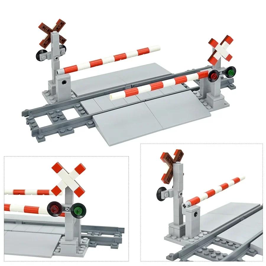 MOC Stads Bouwstenen Trein Loopbrug Onderdelen Rails Treinstation Bakstenen Spoorweg Bufferstop Modelspoorwegen Verkeerslicht Speelgoed