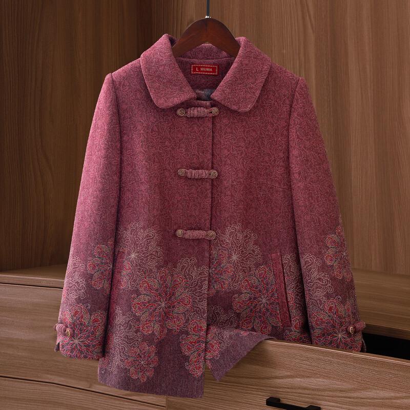 YUZHAOLIN Women s Plus Velvet Thick Warm Winter Woolen Coat 2XL красный