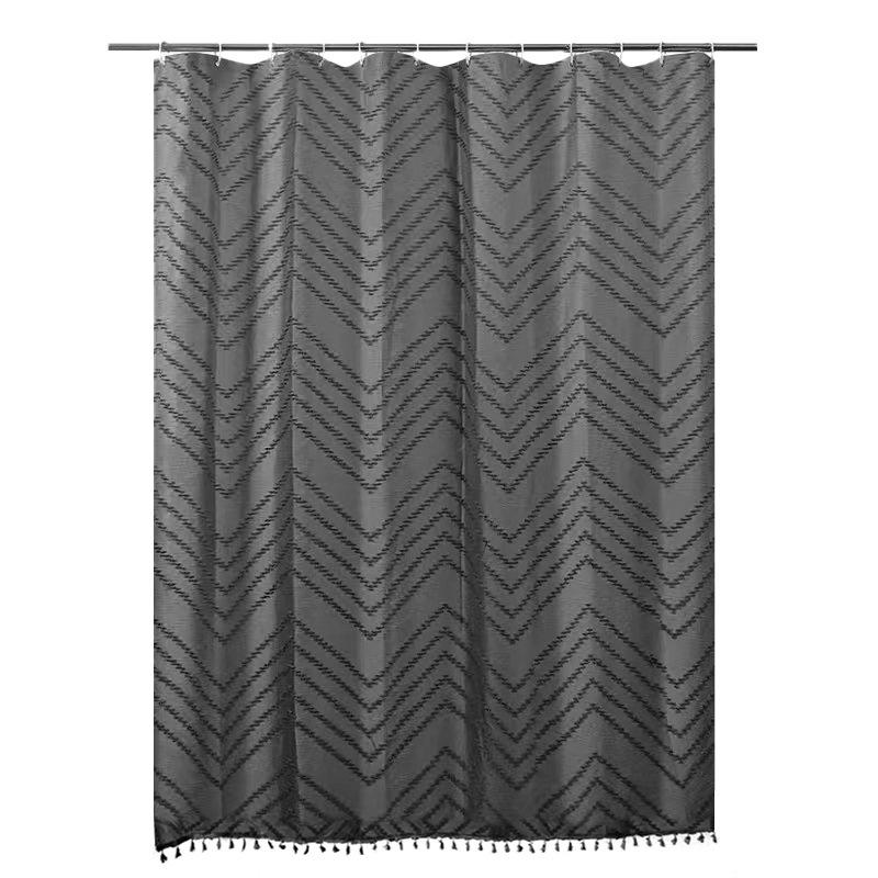 Waterproof Solid Color Cutout Shower Curtain for Bathroom