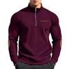 Men's Fleece-Lined Casual Half-Zip Stand Collar Patchwork Contrast Color Sweatshirt