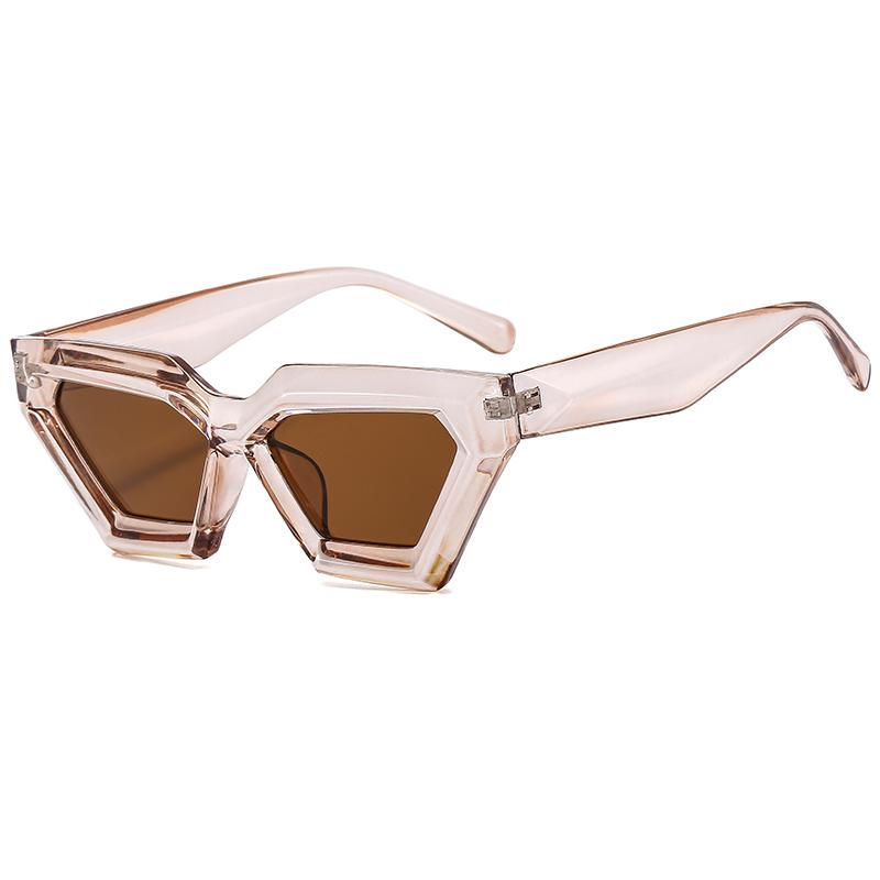

2024 Fashion Retro Polygon Cat Eye Black Sunglasses Women Brand Designer Punk Shades UV400 Men Cateye Sun Glasses Eyeglasses show as picture