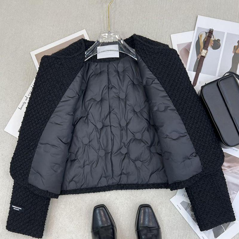 Inner Double Row Button Short Jacket Autumn Winter Elegant Lady Fashion