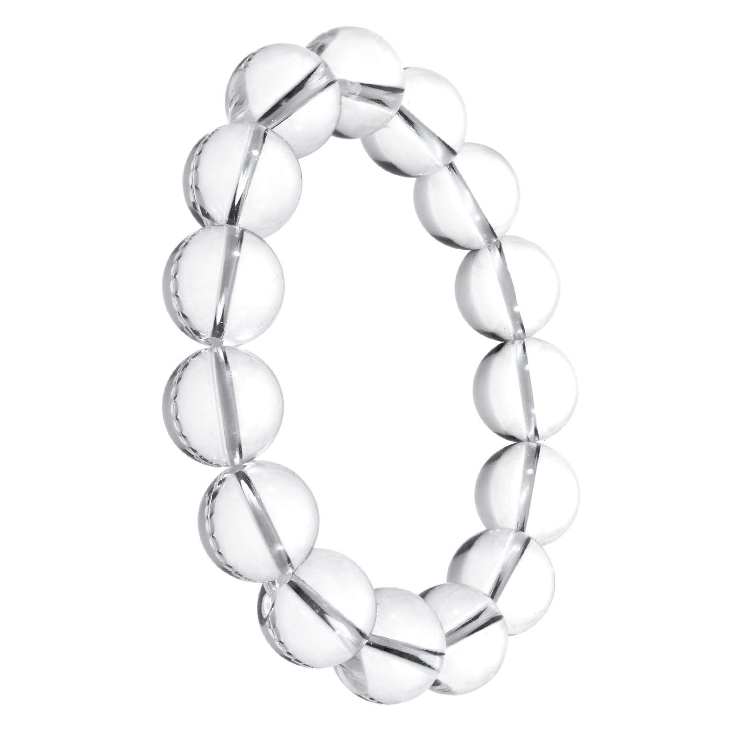 

Large 14mm Bead Crystal Bracelet Length Approximately Natural Stone Power Stone Simple Prayer Beads Bracelet [Shinjuku Ginnokura] 18.5cm (Men s M-L чистий