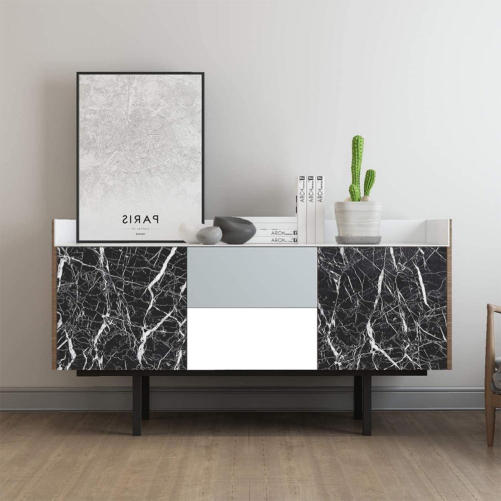 Black Marble Self Adhesive Waterproof Wallpaper for Kitchen Cabinets Countertops Door Wall Sticker PVC Contact Paper