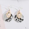 European and American Style Jewelry, Leather Inlaid with Round Personalized Retro Abalone Shell Exquisite Earrings
