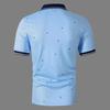 Shanggu Men's American Style Color Block Lapel Short Sleeve Printed Polo Shirt