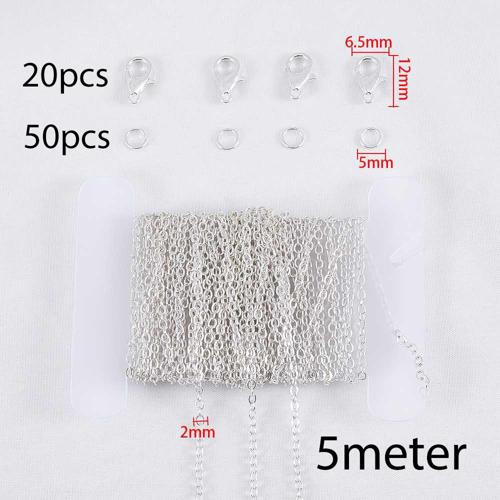 200pcs/Box Lobster Clasp Jump Rings Extension Chain Water Drop End Pendants Connector Chain Charm Kit for DIY Jewelry Findings