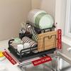 Kitchen Dish Drying Rack, Metal 2-layer Sink Top Dish Rack, Space-saving Cutlery and Baking Utensils, Organizational Rack with Chopstick Storage