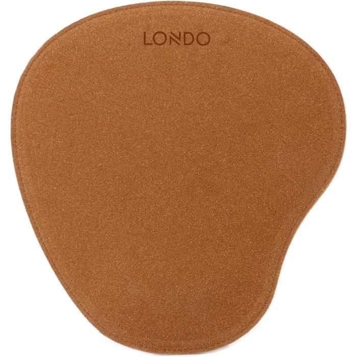 Ovales Leder-Mauspads mit ergonomischer Handgelenkauflage - Dunkelbraun 25×24×1,3 cm