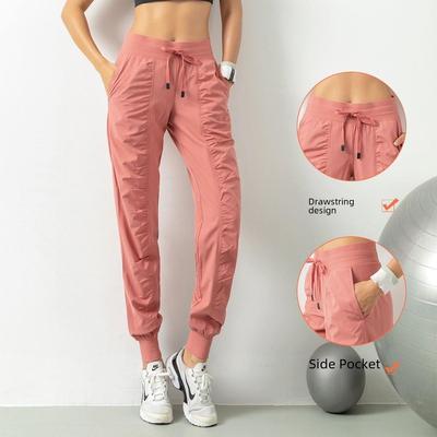 Women's Quick-Dry Pleated Drawstring Sports Pants for Summer Running & Casual Wear