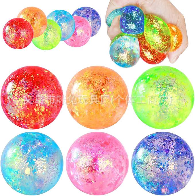 Factory Straight Hair Color Glitter Pressure Ball Children Pressure Relief Squeeze Vent Grape Ball