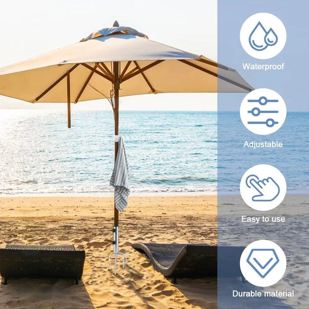 Portable Camping Umbrella Base 4 Nails Metal Ground Base Beach Parasol Rod Stand  Tent Accessories