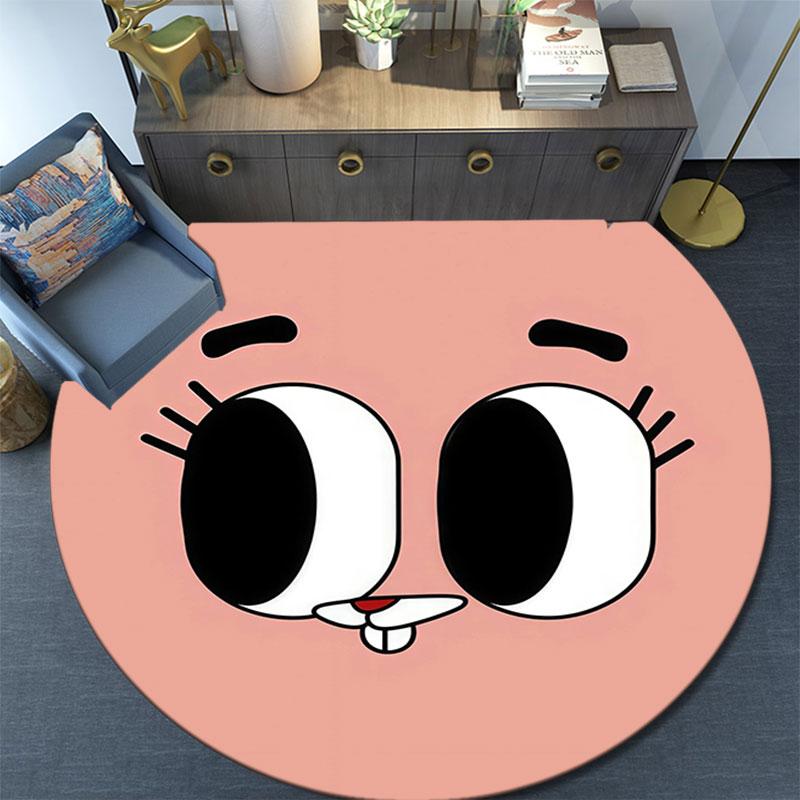 Anais Gumball Muster runder Teppich, Teppich für Wohnzimmer Schlafzimmer Spielzimmer, rutschfeste Bodenmatte, Weihnachtsgeschenke und Geburtstagsgeschenke.