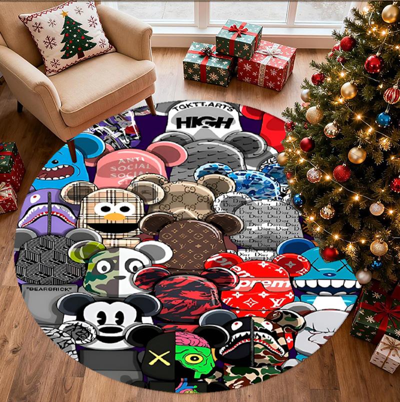 Sesame Street Pattern Round Rug, Indoor/Outdoor Mat, for Picnic, Gameroom, Bedroom, Office, Living Room, Home Decor Carpet, Birthday Gift