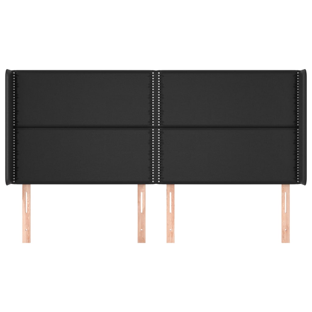 Vidaxl Wingback Headboard, Black, 183X16X118/128 Cm, Faux Leather
