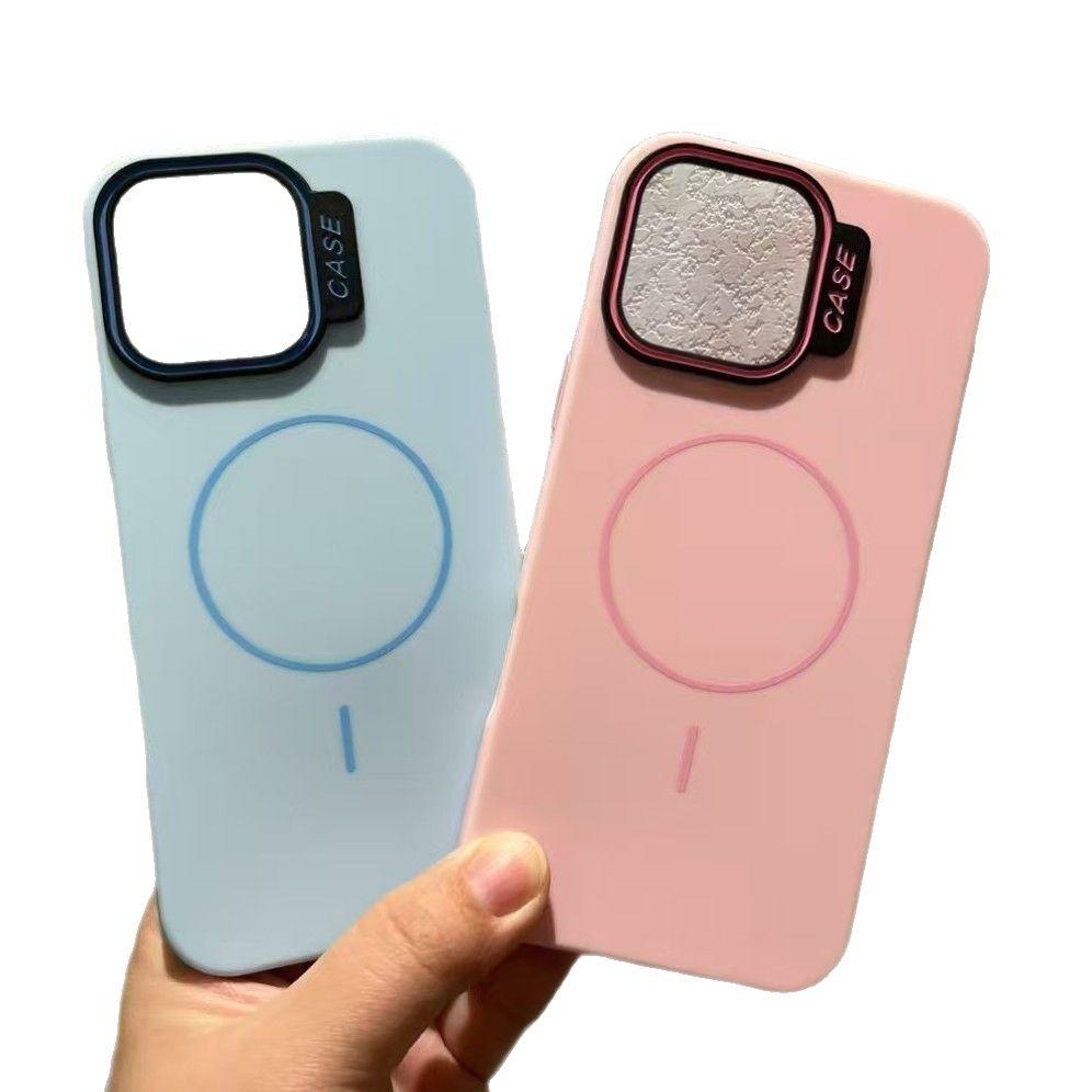 IP16pm Taklit Cilt Hissi Sprey Boyalı Telefon Kılıfı, Apple 15 Renkli Makaron Manyetik 14 Koruyucu Kılıf için uygundur