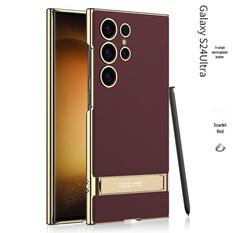 

Ультратонкий гальванизированный кожаный чехол-подставка для Samsung S24 Ultra/Plus - Противоударная защитная накладка Samsung S24 Ultra