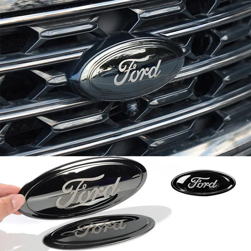 3PCS Car Front Hood Emblem Rear Decal for Ford Focus DFFJHN7 Edge Mondeo Everest Taurus Exolorer Escape ESCORT Steering Wheel Sticker