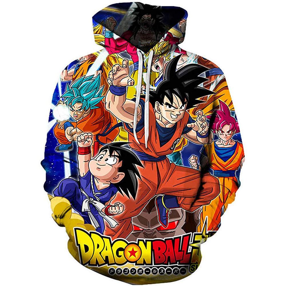 Spring And Autumn Casual Animation Sweater Dragon Ball 3D Digital Printing Hooded Pullover Sweater