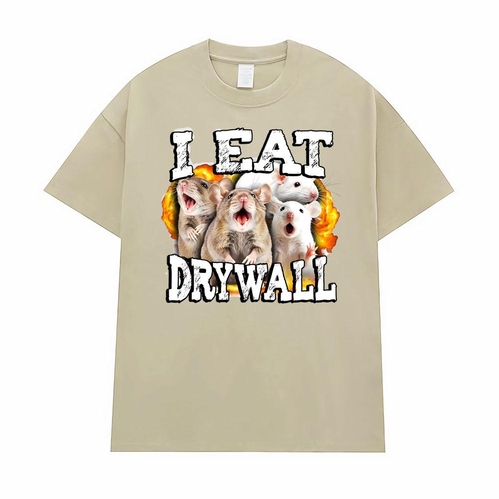 Funny Meme I Eat Drywall Cursed Mouse Graphic T-shirt Men Women High Quality Comfort T Shirt Fashion Classic Streetwear T Shirts