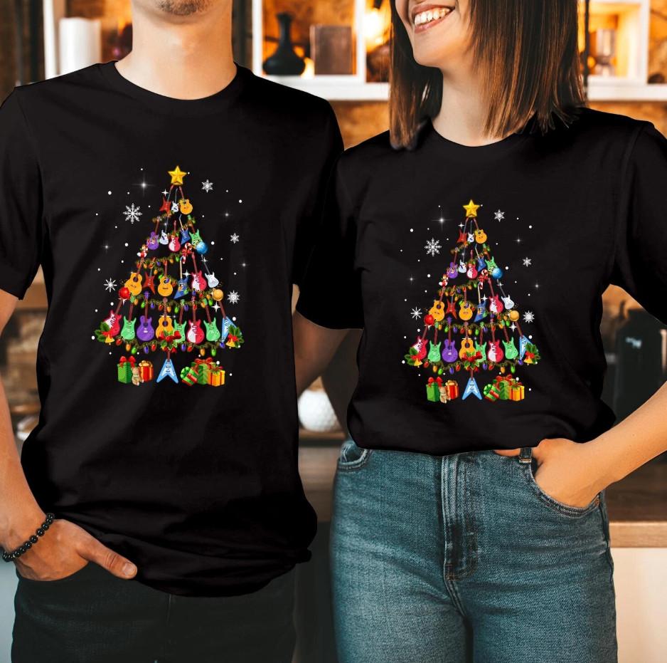 GUITAR CHRISTMAS Tree Theater Musical Snowflakes Music T-shirt size S-5XL 1pcs