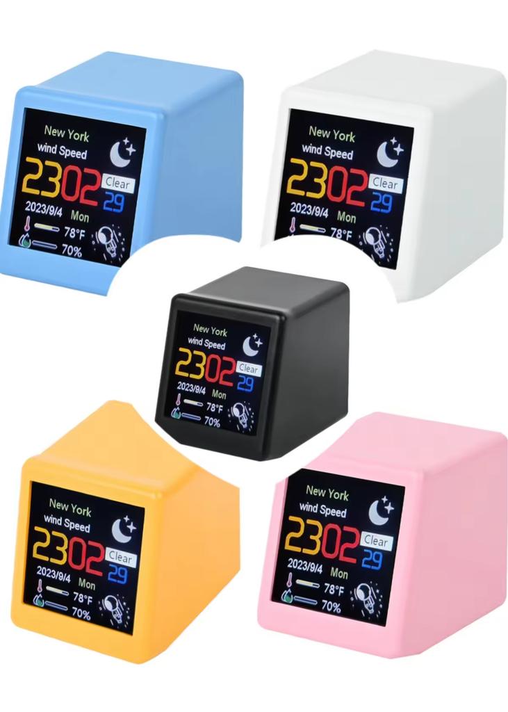 Smart WIFI DIY Mini Electronic Weather Station Clock Ornament Weather Temperature Notification Desktop Decoration LED Light