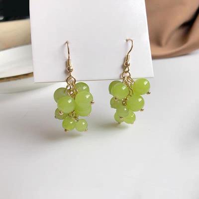 Pendientes de Gota de Uva con Borla de Cuentas Verde Fresco de Verano 2020 - Estilo Mori