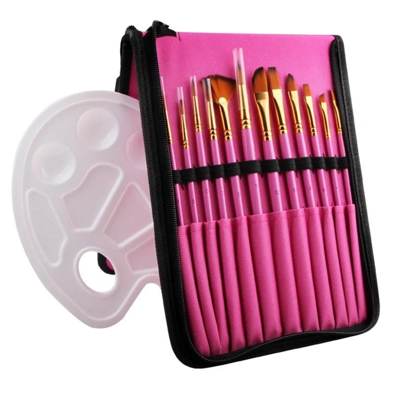 12pcs Professional Acrylic Paint Set with Canvas Bag Paint Palette for Watercolor Brush Oil Acrylic Drawing Painting Art Supplie