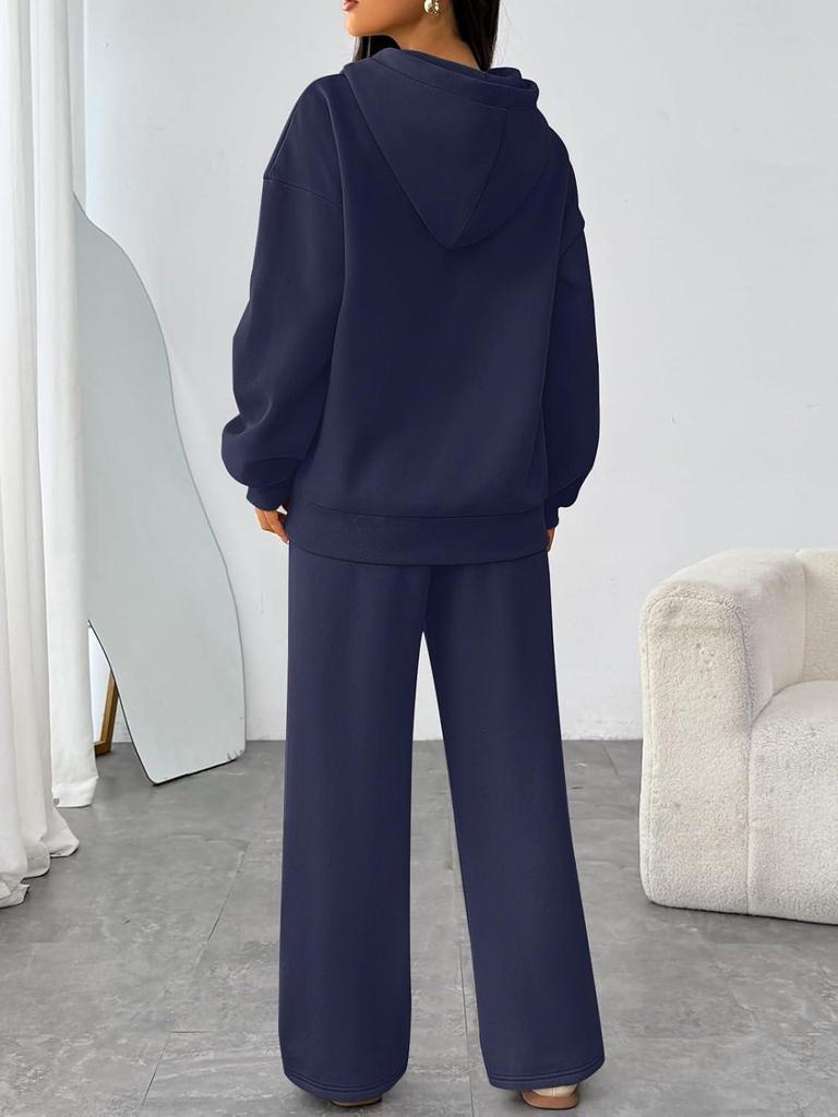 Autumn/Winter Oversized Hoodie & Wide-Leg Pants Sportswear Set