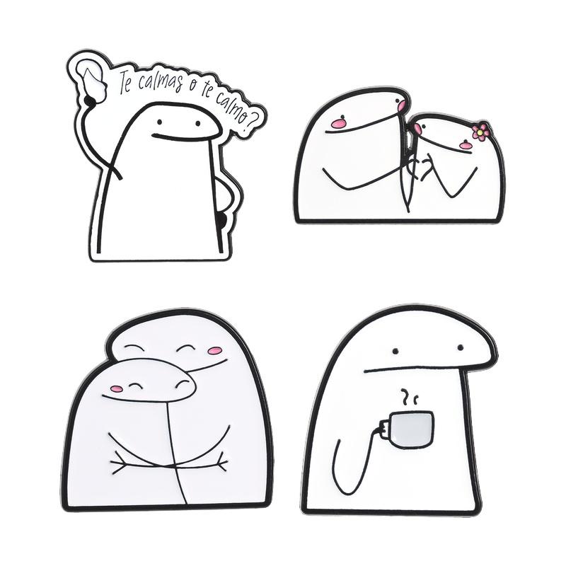 Flork Meme Enamel Pins Funny Sarcasm Cartoon Brooches Cute Humorous Spanish Quotes Lapel Badges Jewelry Gift for Friends
