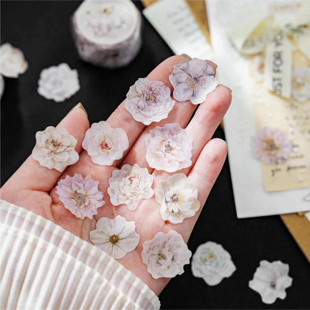 1roll Washi Tape Spring Color Flower Shaped Tape Handbook Stationery For DIY Hand Account Scrapbook Diary Decoration
