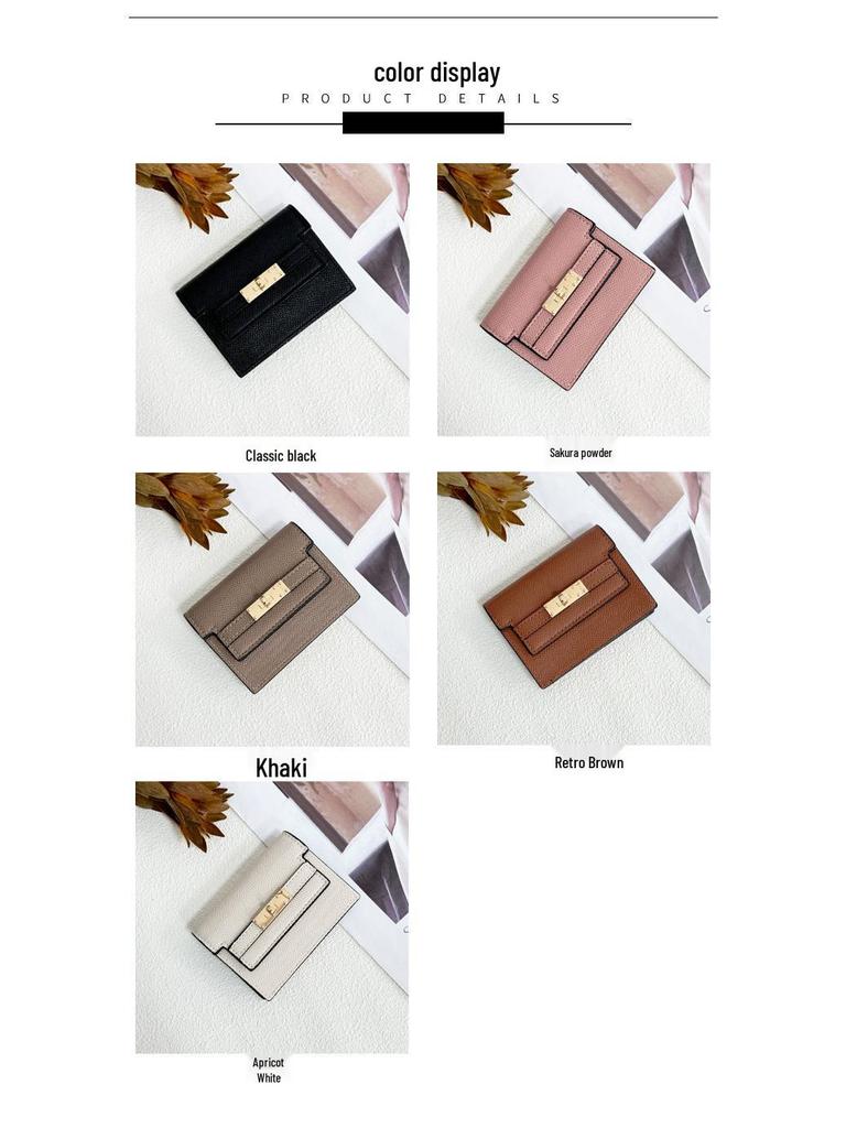 Damski portfel na karty kompaktowy wysokiej klasy, jednolity kolor z dużą pojemnością i wieloma przegródkami na karty, wzór 2024.