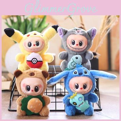 Labubu Stitch Silikon Plüsch Schlüsselanhänger Mit Weichem Kurzem Plüsch Für Rucksackdekoration Und Geschenk