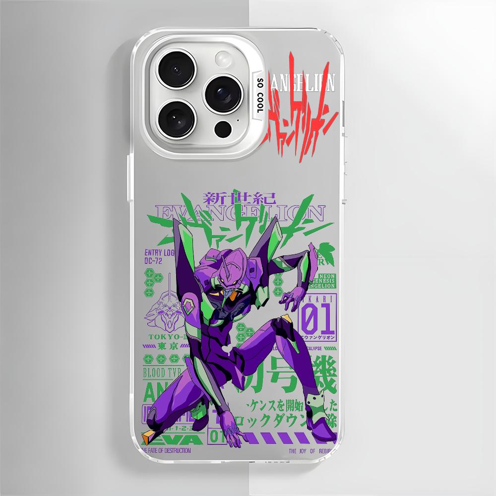 Anime E-Evangelion Eva-01 Handyhülle Für iPhone 16 15 14 13 12 11 Pro Max Weiß Matt Laser Metallic Aurora Funda