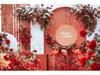 10-Piece Burgundy Floral Décor Set: Red-Toned Artificial Flowers, Mat, Aisle Runner, Wedding Decoration