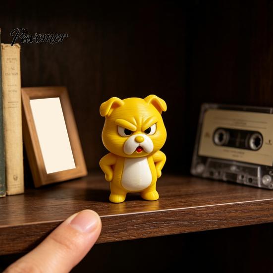Fun Novelty Desk Items Little Yellow Dog Ornament, 3D Printed Durable PLA Cute Cartoon Figurine Figurine, Funny Arrogant Statue for Home Office Shelf