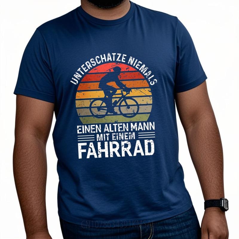 

Cotton summer Man t shirt Never Underestimate an Old Man with a Bicycle Short Sleeve Adult Round Neck tops Casual Tshirt 4XL