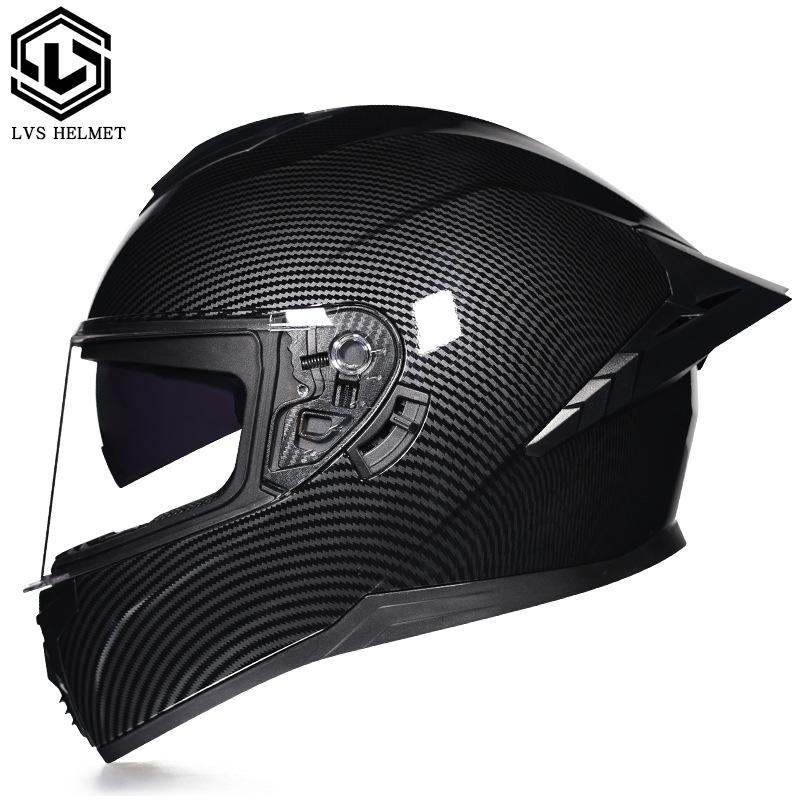 Full Helmet Double Mirror Helmet Men's Four Seasons Universal Hard Hat Female Knight Locomotive Double Lenses