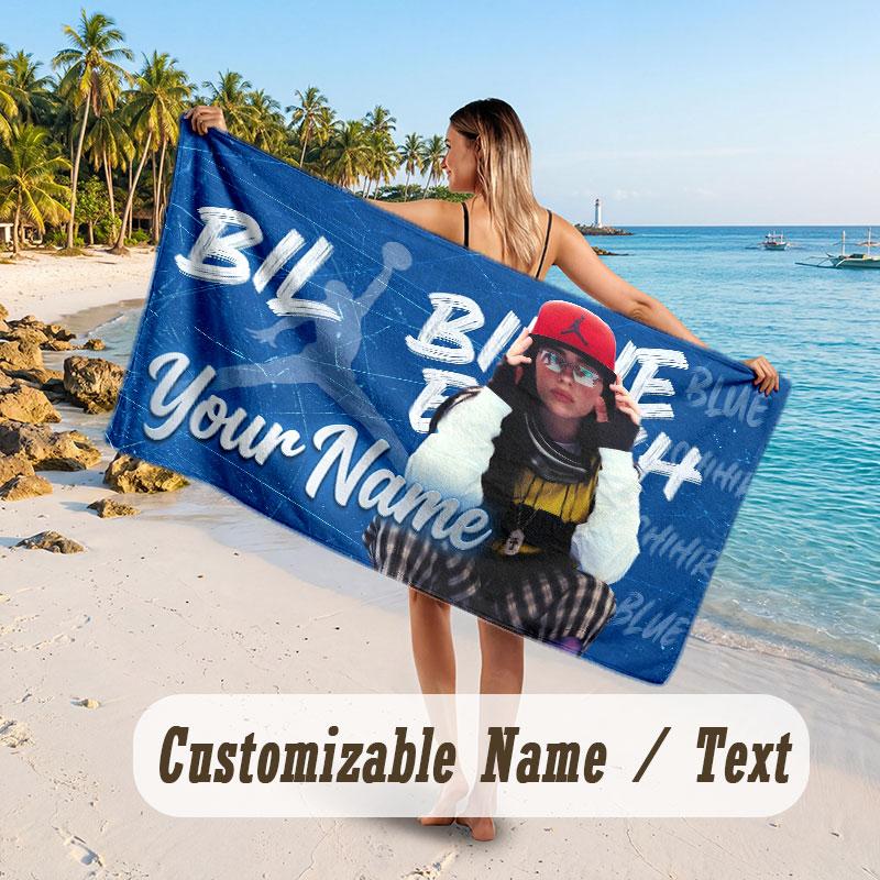 Custom Name Large Beach Towel,Billie Eilish Quick Absorbent Towel For Outdoor Travel Poolside