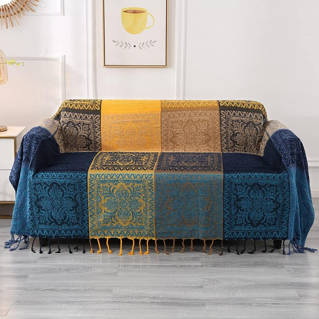 Multi-purpose Bohemian Plaid Blanket for Sofa Bed Cover Chic Decorative Blanket Boho Bedspread Sofa Cover Outdoor Picnic Blanket