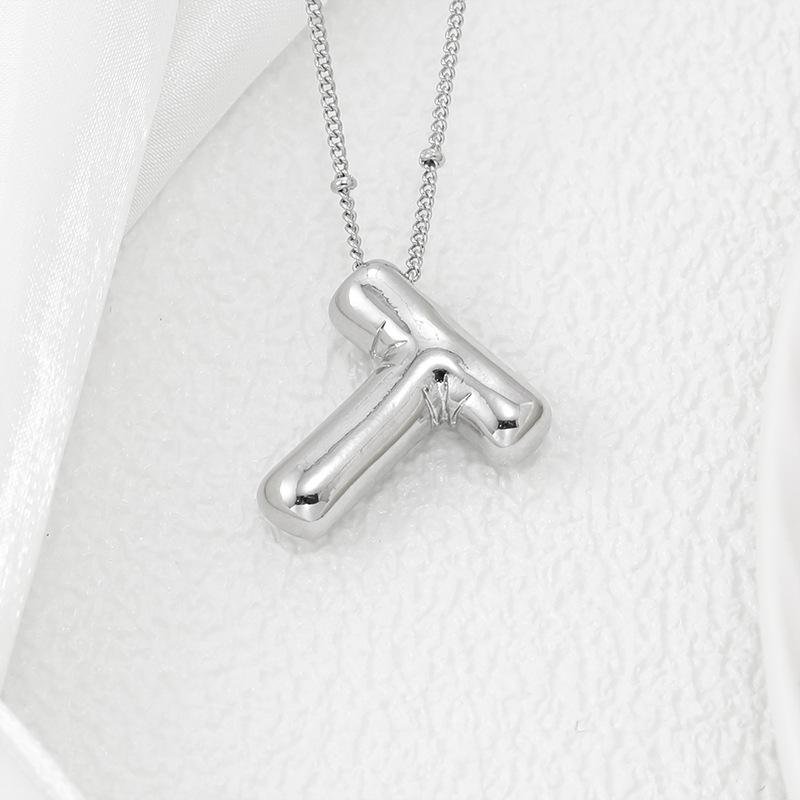 Smooth Chunky Bubble Initial letter Pendant Necklace Women Personality Jewelry Gold Balloon 26 Letter Necklaces