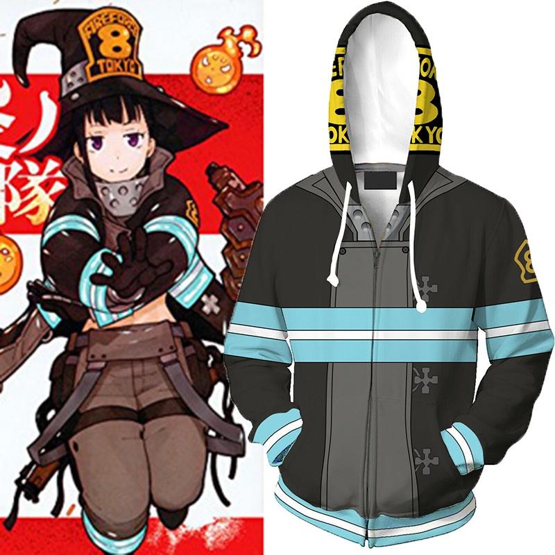 Anime Enn Enn No Shouboutai Fire Force sweat à capuche Firesoldier veste manteau Costumes