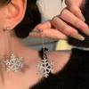 Super Flash Full Diamond Snowflake Fringed Earrings Femininity Sweet Hot Sale Face Thin Stud Earrings Personalized Christmas Earrings