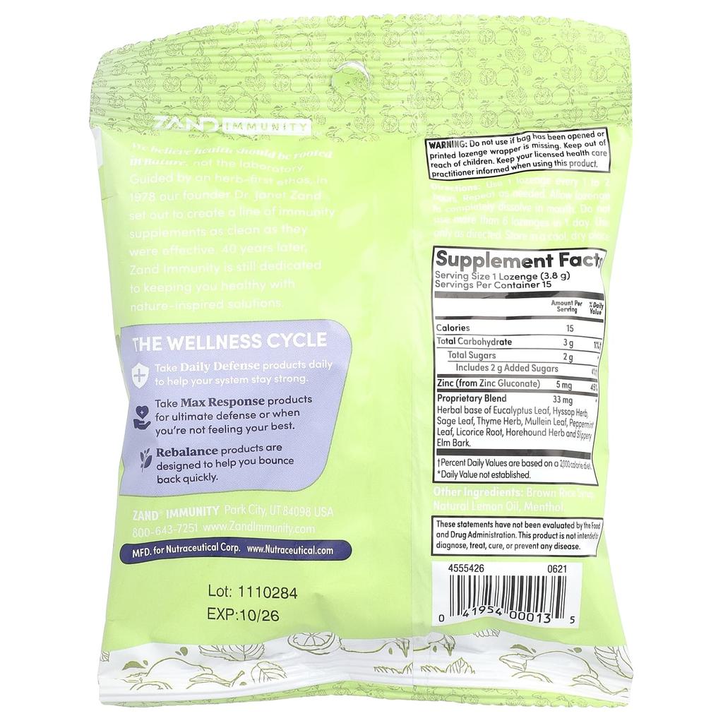 Immunity™, Lemon Zinc & Herb Blend 8, Lemon Mint, 15 Lozenges