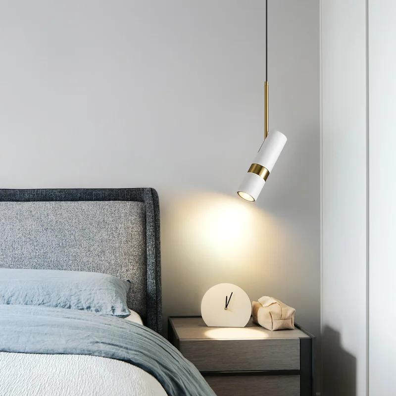 Nordic Minimalist Led Chandelier Adjustable Angle Spotlight Bedroom Reading Living room Chandeliers Decor Hanging Bedside Lights