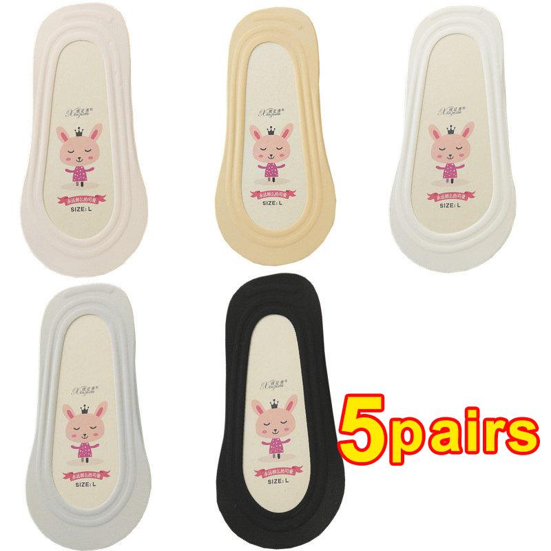 5 Pares Meias de Silicone Antiderrapantes Invisíveis No Show Verão Ultra-finas Respiráveis Meia Sapato Chinelos Meias de Seda de Gelo Corte Baixo Barco